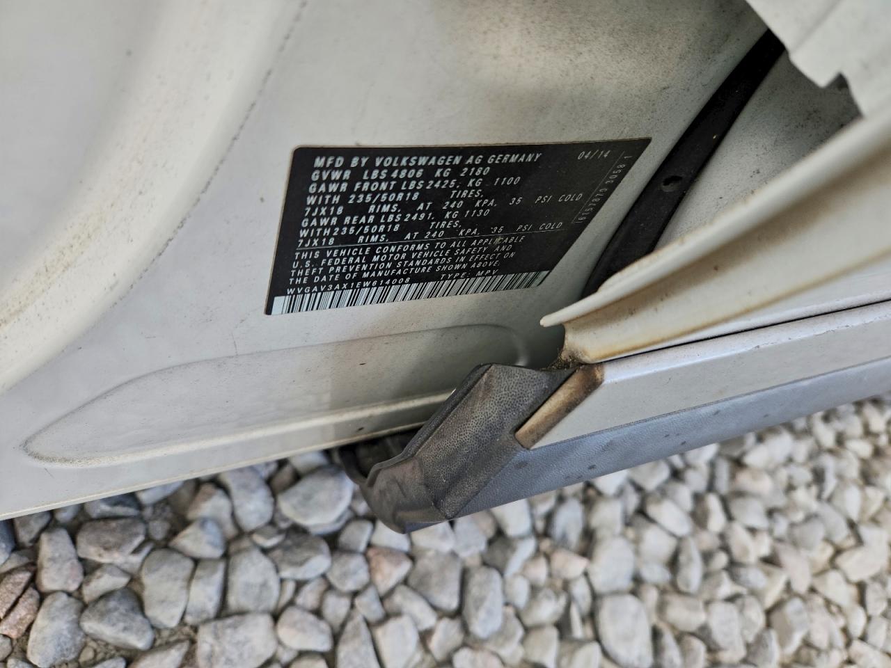 2014 Volkswagen Tiguan S VIN: WVGAV3AX1EW614008 Lot: 97530435