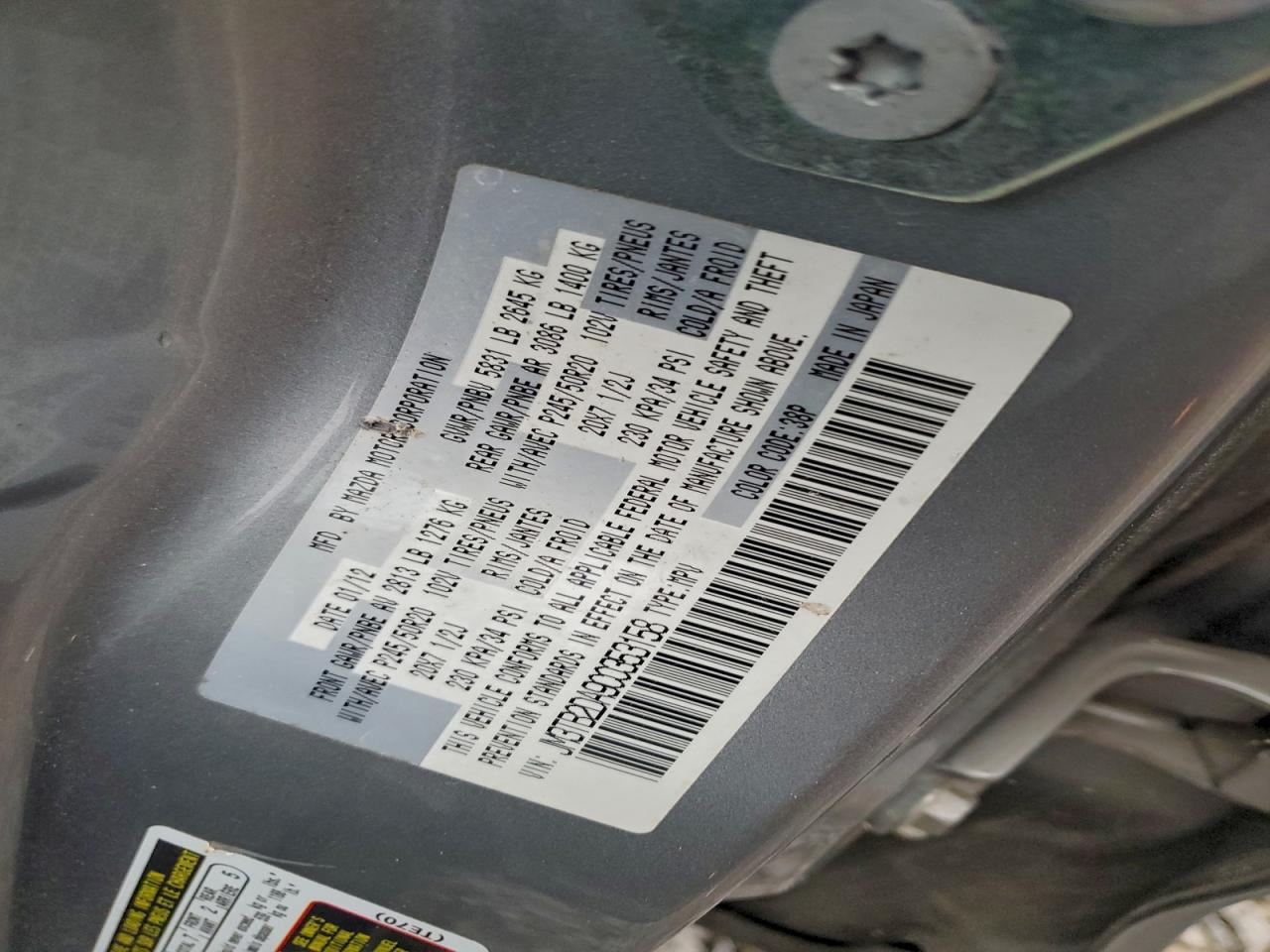 2012 Mazda Cx-9 VIN: JM3TB2DA9C0353158 Lot: 94148185