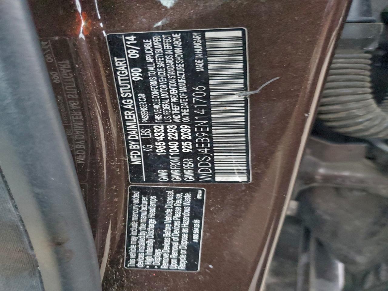 2014 Mercedes-Benz Cla 250 VIN: WDDSJ4EB9EN141706 Lot: 94268645