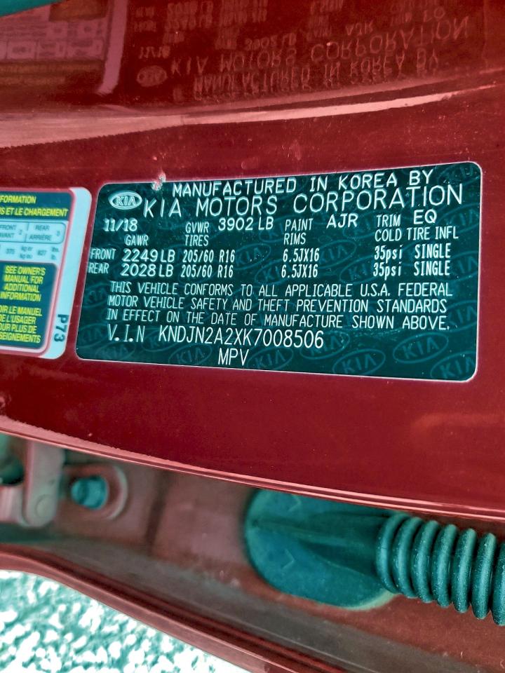 2019 Kia Soul VIN: KNDJN2A2XK7008506 Lot: 94645005