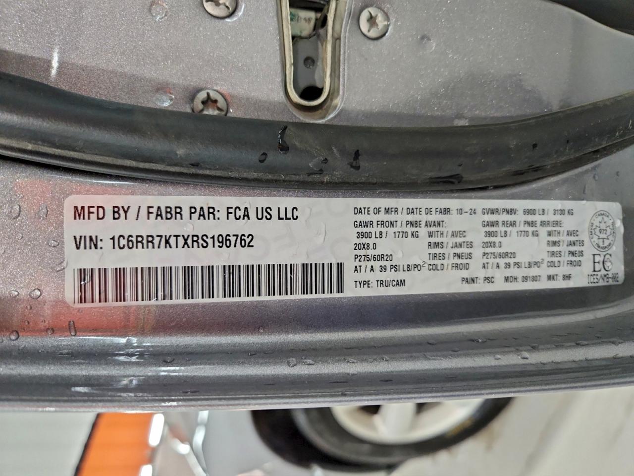 2024 Ram 1500 Classic Tradesman VIN: 1C6RR7KTXRS196762 Lot: 96616555