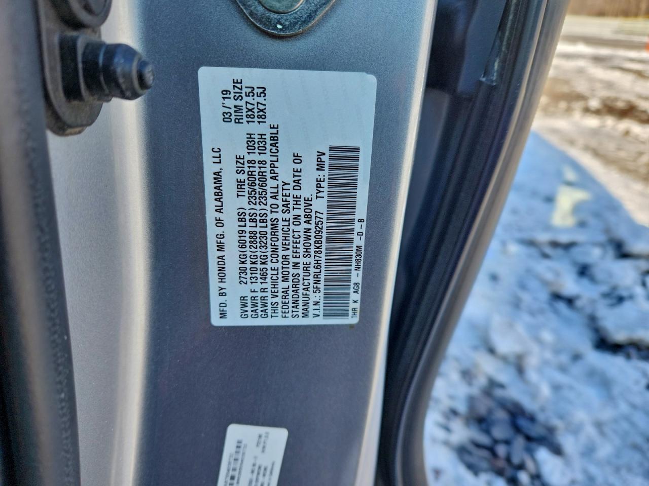 2019 Honda Odyssey Exl VIN: 5FNRL6H78KB092577 Lot: 95648745