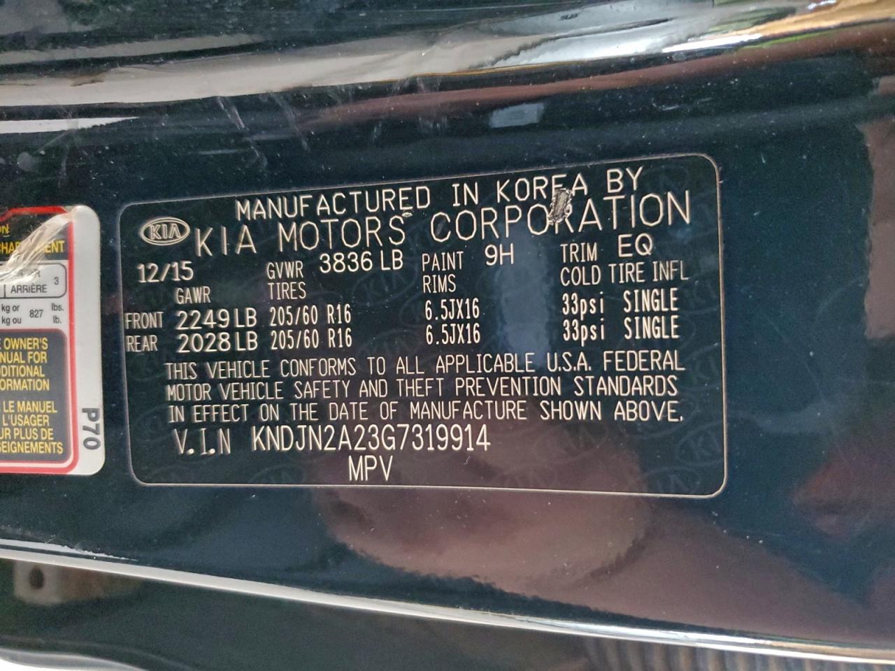 2016 Kia Soul VIN: KNDJN2A23G7319914 Lot: 94540695