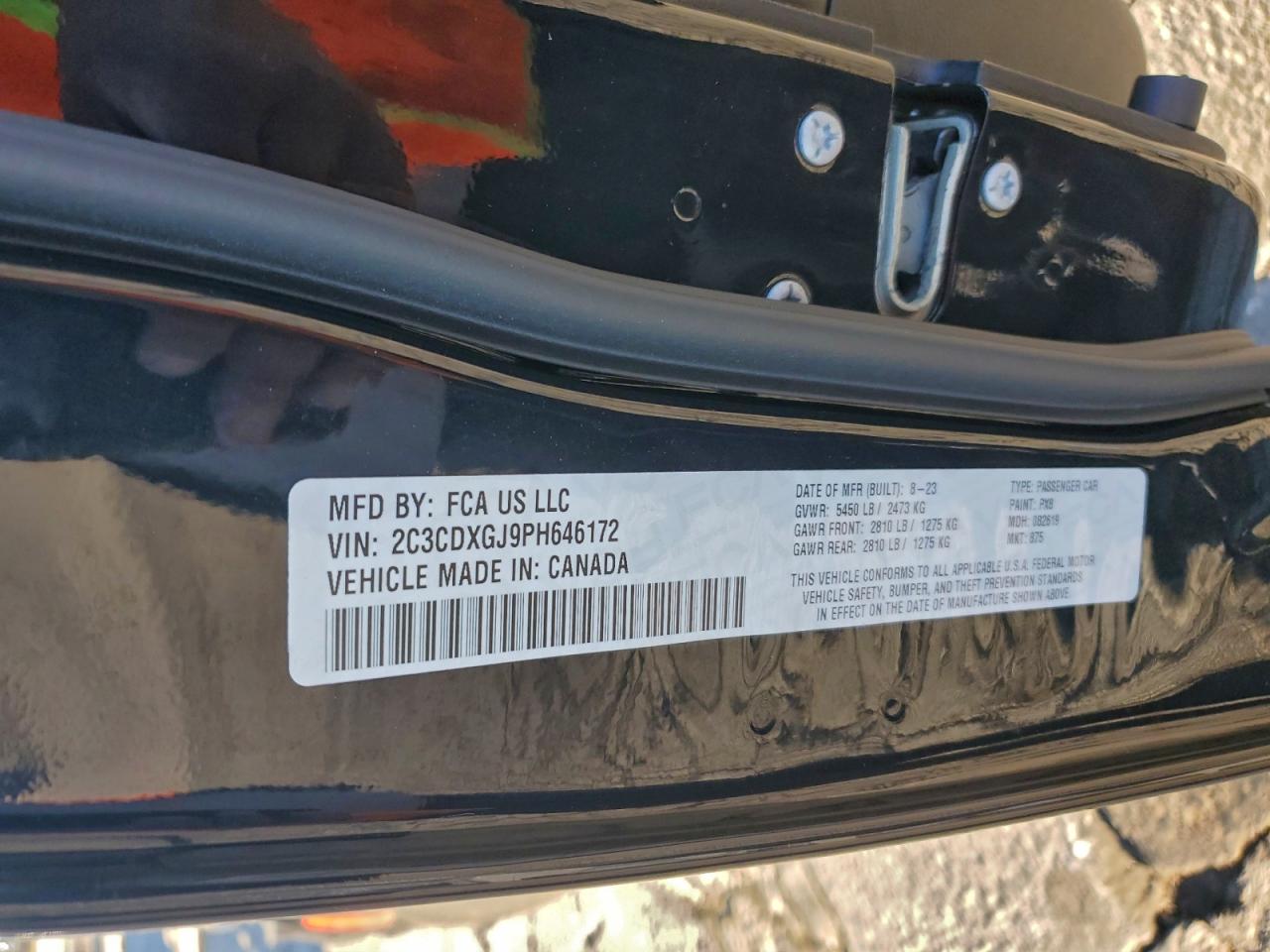 2023 Dodge Charger Scat Pack VIN: 2C3CDXGJ9PH646172 Lot: 95090185