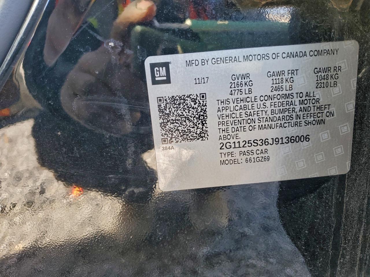 2018 Chevrolet Impala Premier VIN: 2G1125S36J9136006 Lot: 96287365