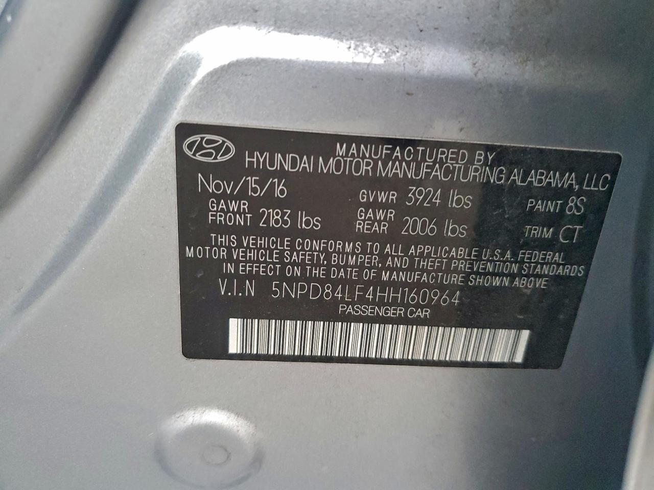 2017 Hyundai Elantra Se VIN: 5NPD84LF4HH160964 Lot: 94808515