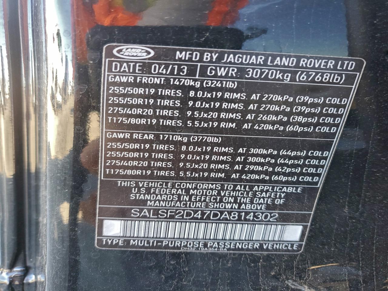 2013 Land Rover Range Rover Sport Hse VIN: SALSF2D47DA814302 Lot: 95663595