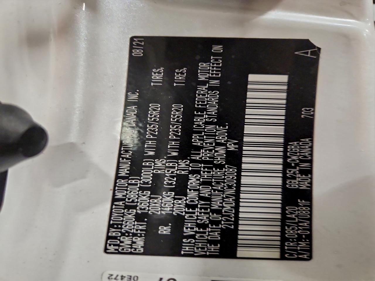 2022 Lexus Rx 350 VIN: 2T2JZMDA7NC309087 Lot: 95136495