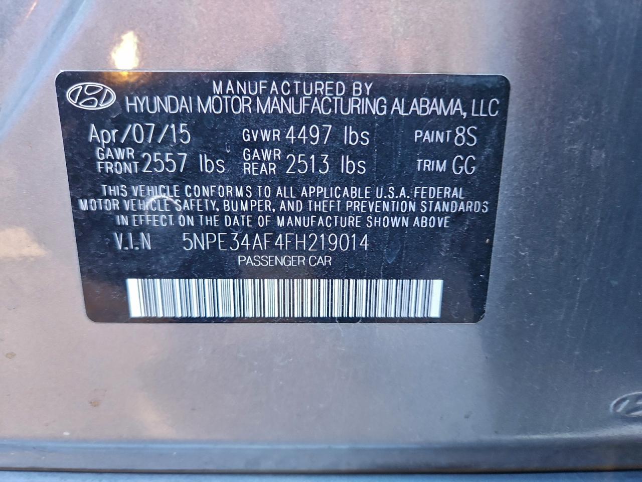 2015 Hyundai Sonata Sport VIN: 5NPE34AF4FH219014 Lot: 94176825