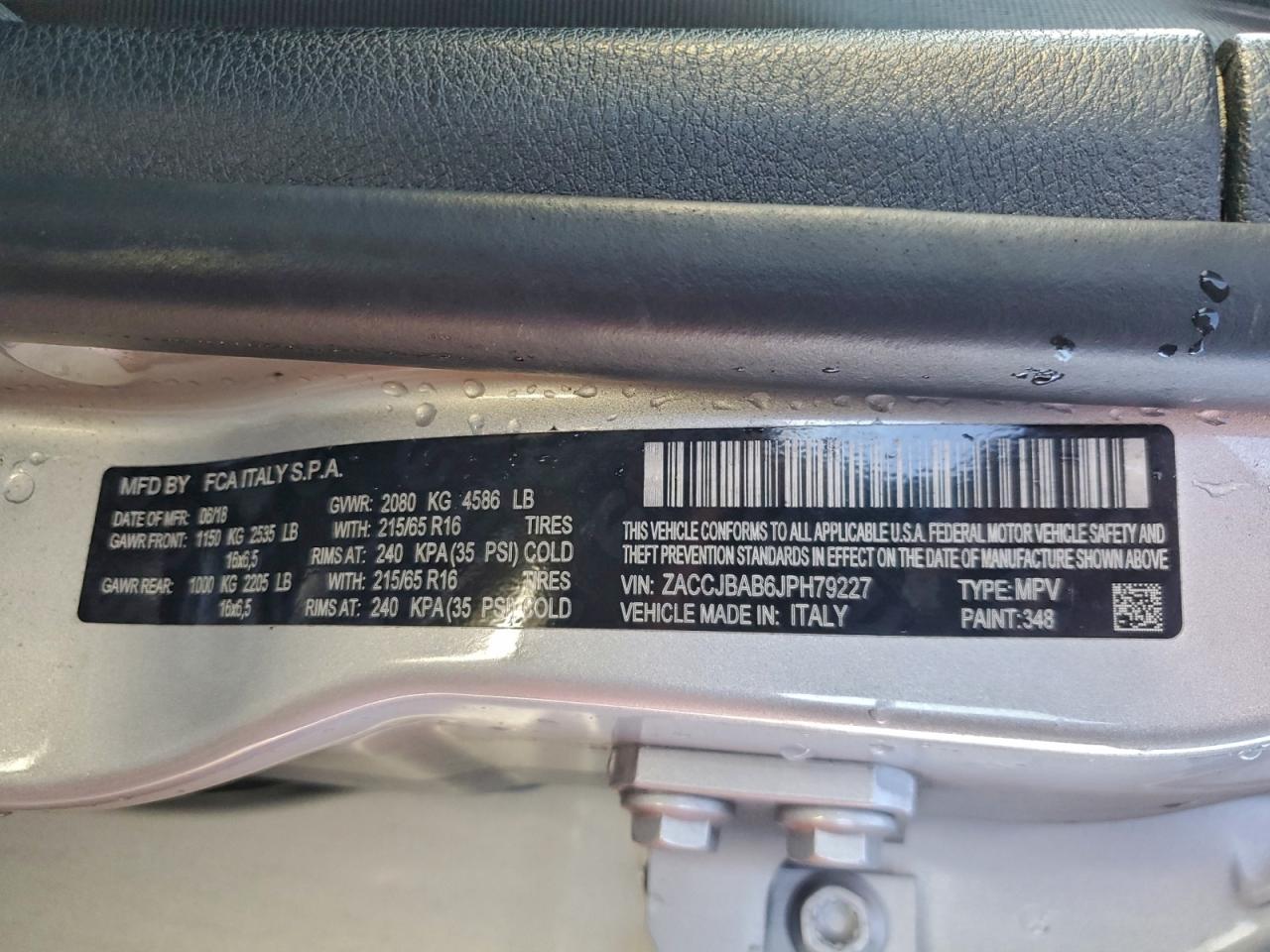 2018 Jeep Renegade Sport VIN: ZACCJBAB6JPH79227 Lot: 97825195