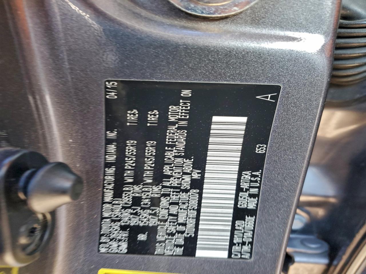 2015 Toyota Highlander Limited VIN: 5TDYKRFH0FS080078 Lot: 93999095