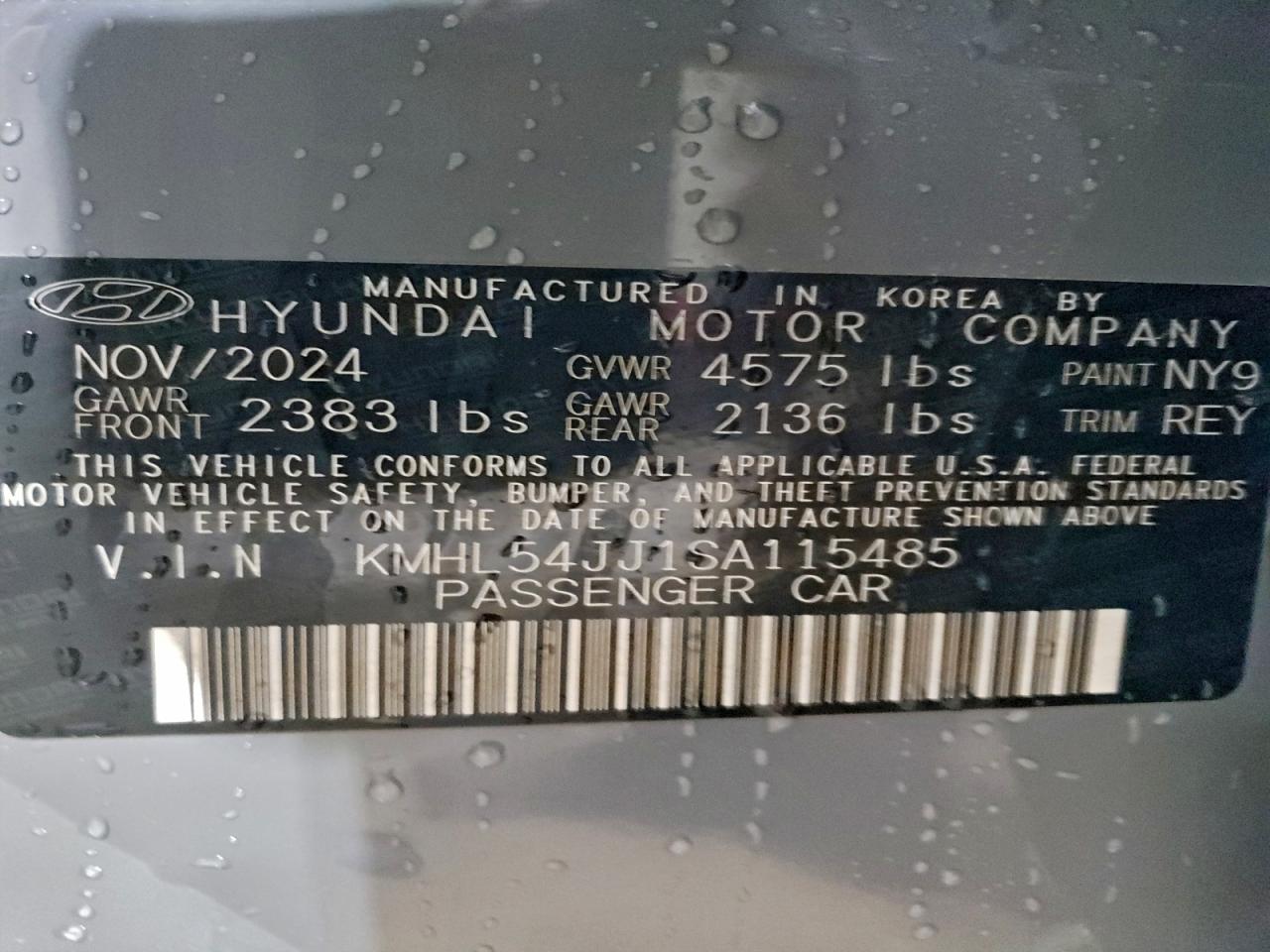 2025 Hyundai Sonata Hybrid VIN: KMHL54JJ1SA115485 Lot: 94862195