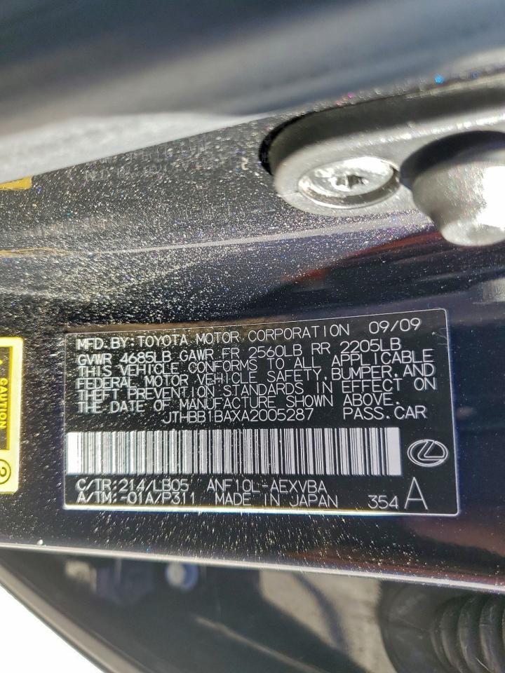 2010 Lexus Hs 250H VIN: JTHBB1BAXA2005287 Lot: 95921725