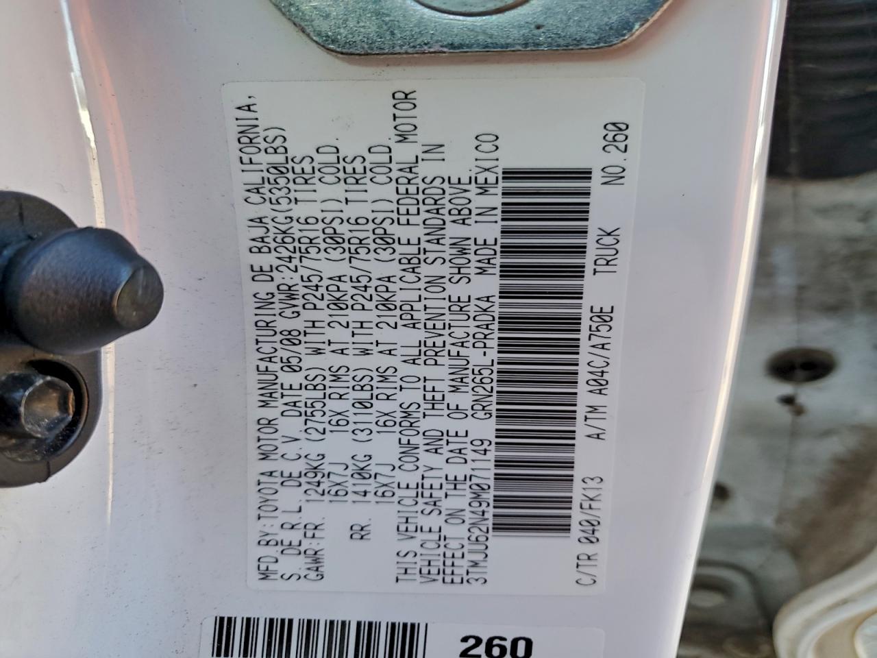 2009 Toyota Tacoma Double Cab Prerunner VIN: 3TMJU62N49M071149 Lot: 91877645