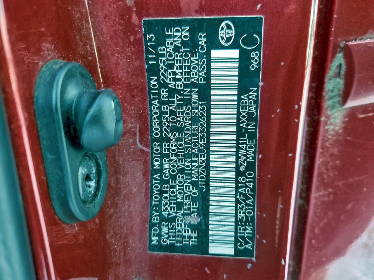 2014 Toyota Prius V VIN: JTDZN3EU9E3326231 Lot: 96117535