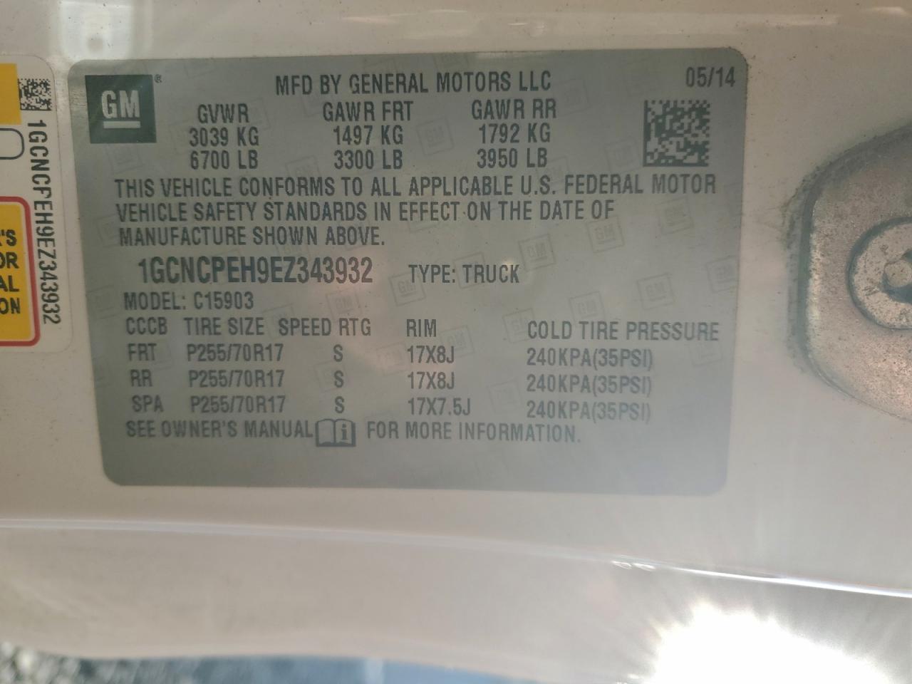 2014 Chevrolet Silverado C1500 VIN: 1GCNCPEH9EZ343932 Lot: 94643055