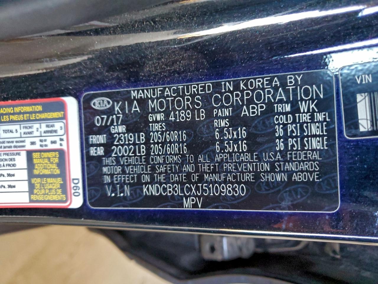 2018 Kia Niro Fe VIN: KNDCB3LCXJ5109830 Lot: 97147975