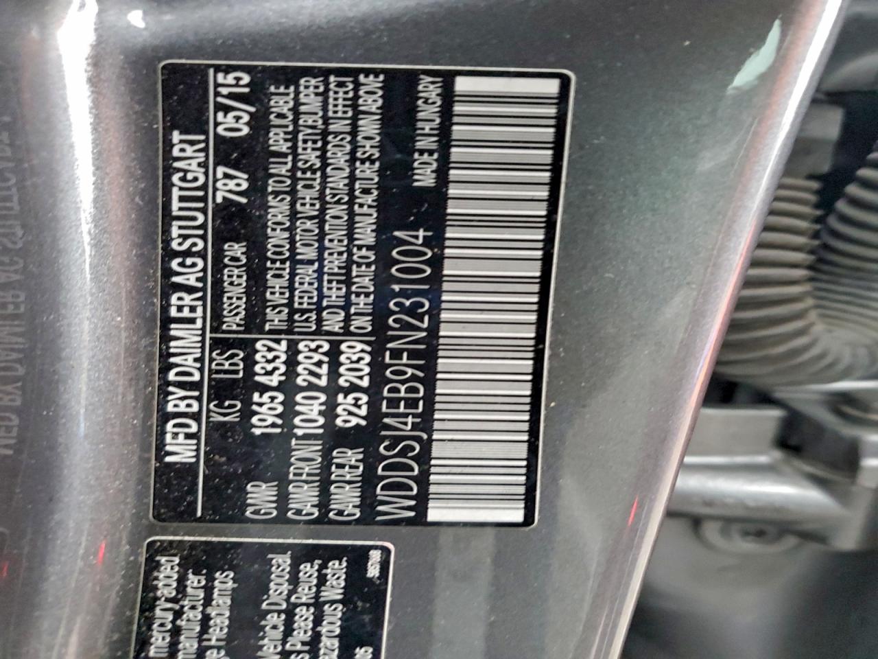 2015 Mercedes-Benz Cla 250 VIN: WDDSJ4EB9FN231004 Lot: 94707915