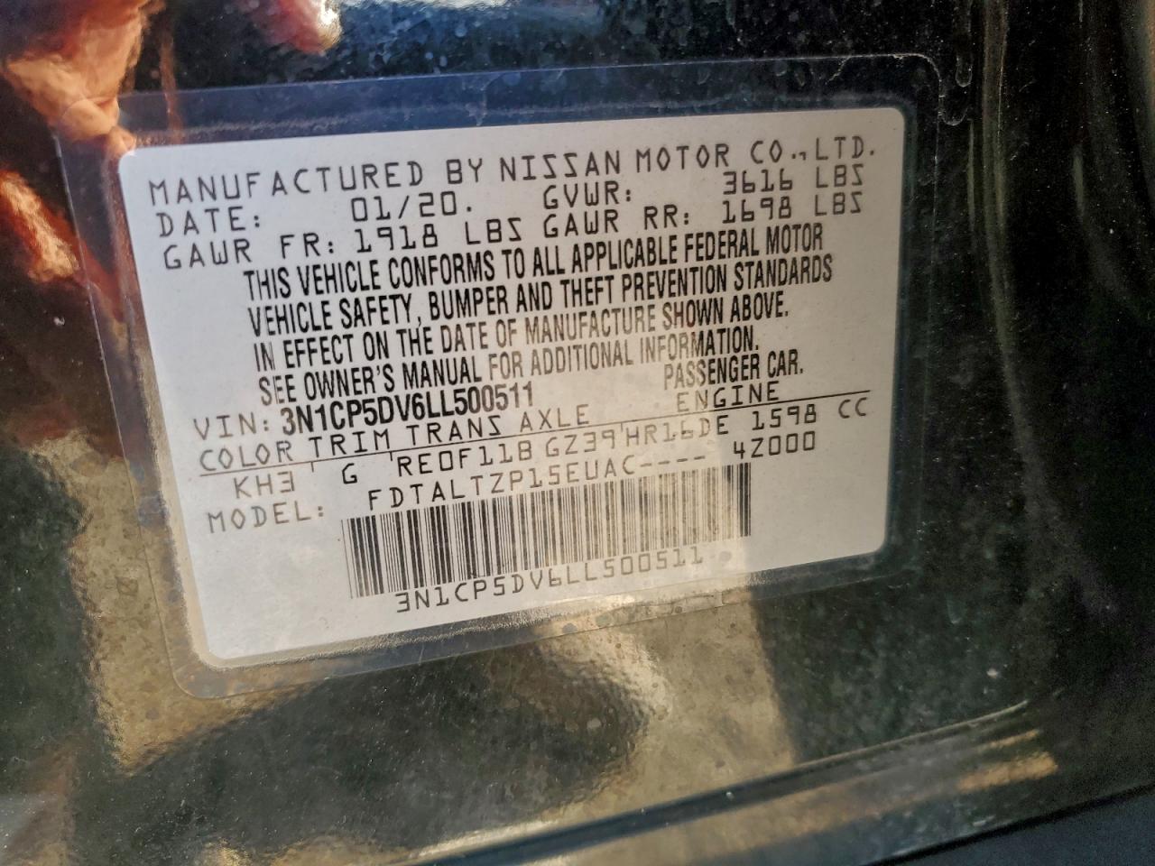 2020 Nissan Kicks Sr VIN: 3N1CP5DV6LL500511 Lot: 95495715