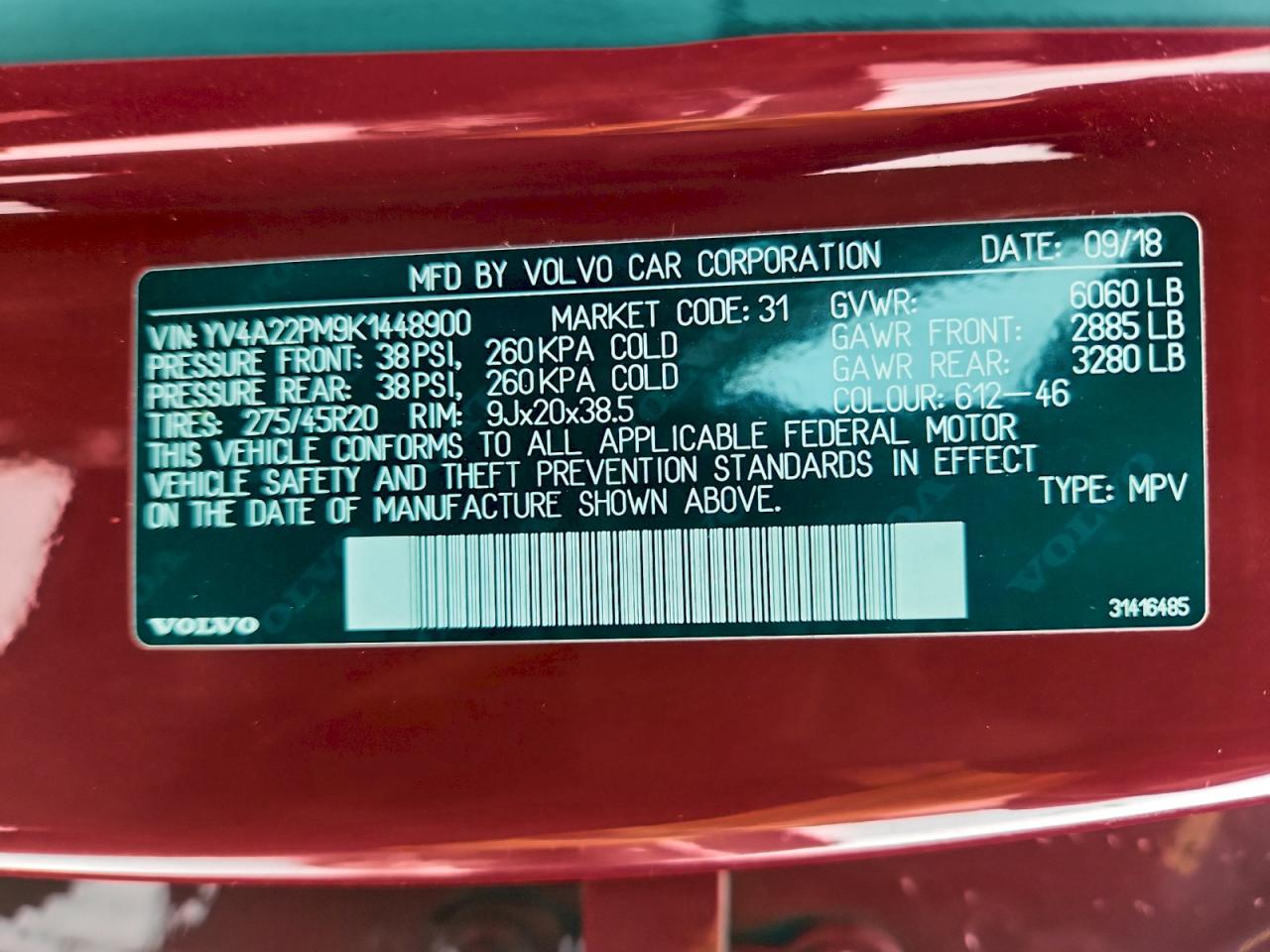 2019 Volvo Xc90 T6 R-Design VIN: YV4A22PM9K1448900 Lot: 96538335