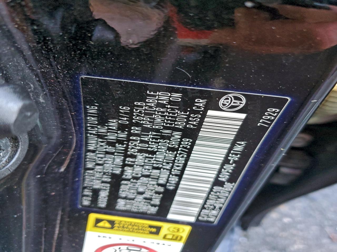 2016 Toyota Camry Le VIN: 4T4BF1FKXGR577399 Lot: 94159265