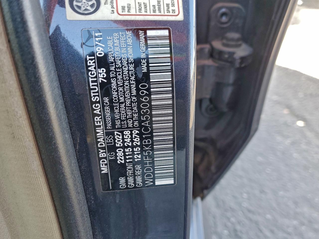 2012 Mercedes-Benz E 350 VIN: WDDHF5KB1CA530690 Lot: 97039035