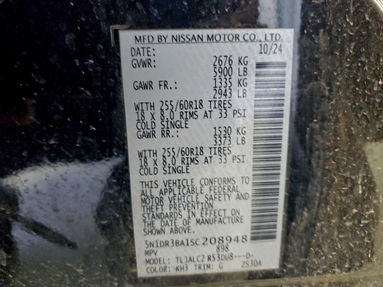 2025 Nissan Pathfinder Sv VIN: 5N1DR3BA1SC208948 Lot: 95995255