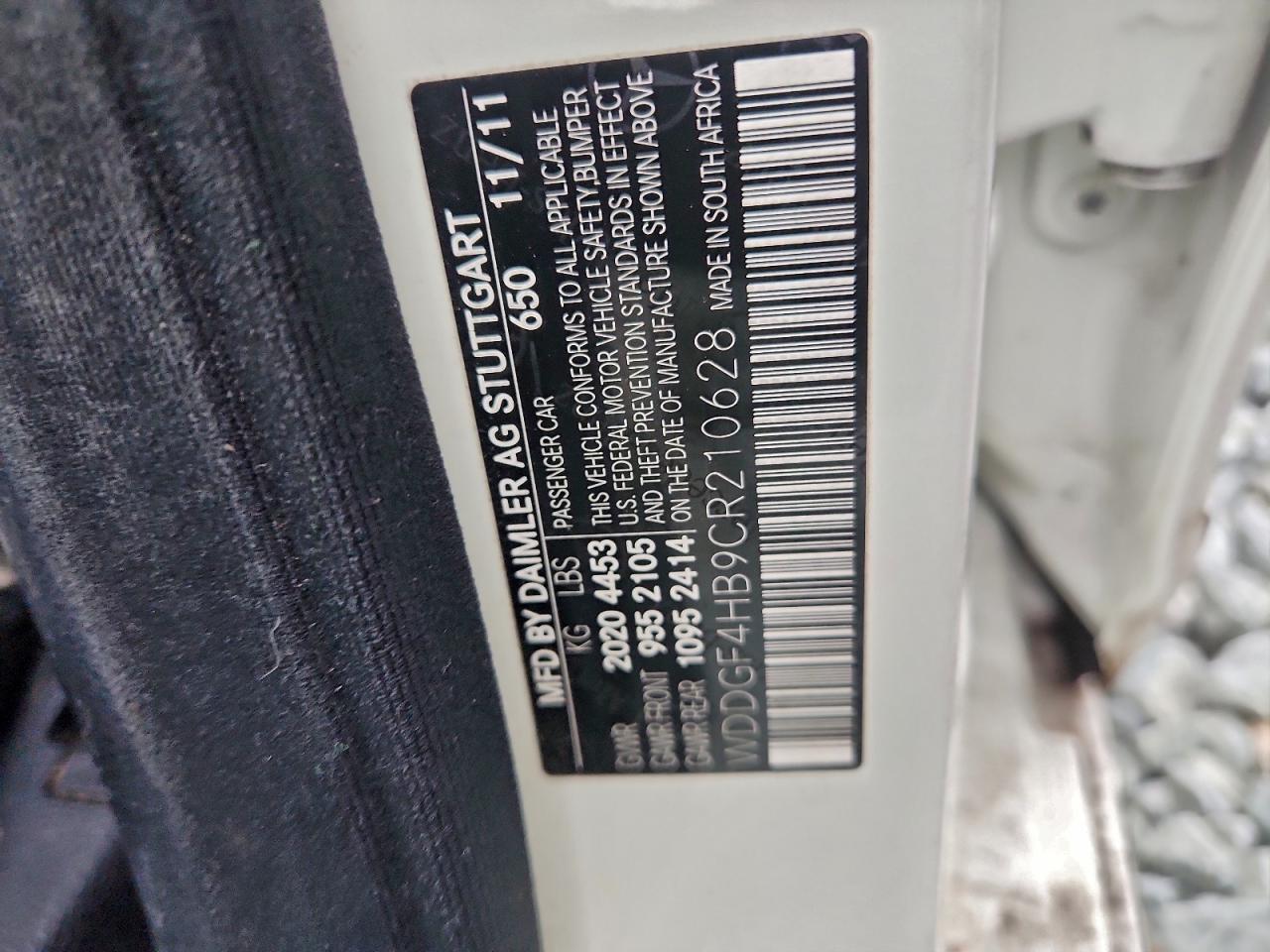 2012 Mercedes-Benz C 250 VIN: WDDGF4HB9CR210628 Lot: 95331575