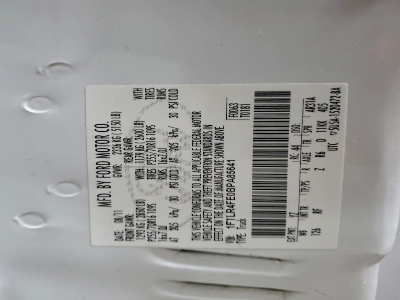 2011 Ford Ranger Super Cab VIN: 1FTLR4FE0BPA85641 Lot: 94974745