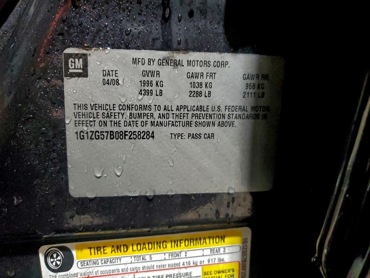 2008 Chevrolet Malibu Ls VIN: 1G1ZG57B08F258284 Lot: 96060435