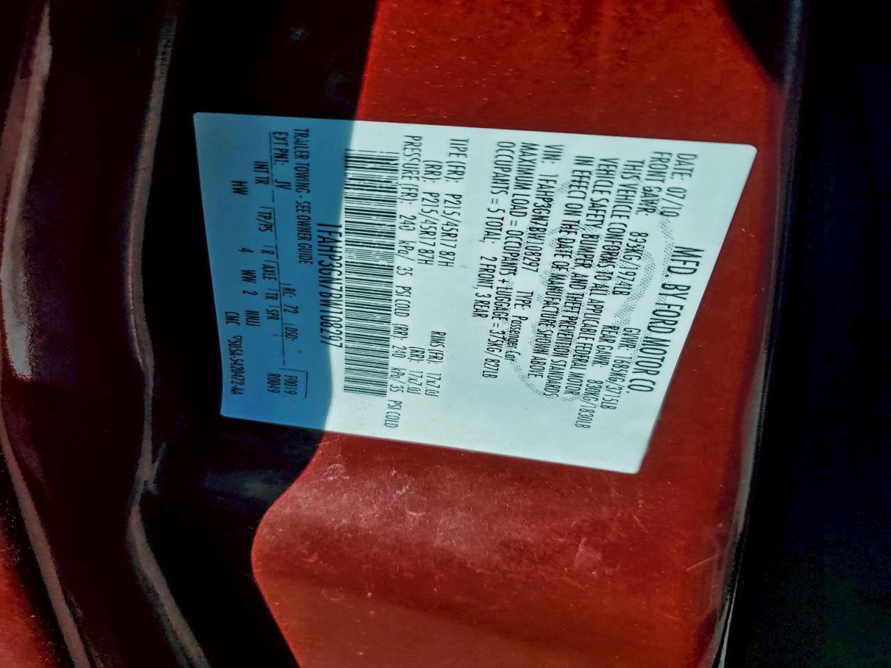 2011 Ford Focus Ses VIN: 1FAHP3GN7BW108297 Lot: 94662615