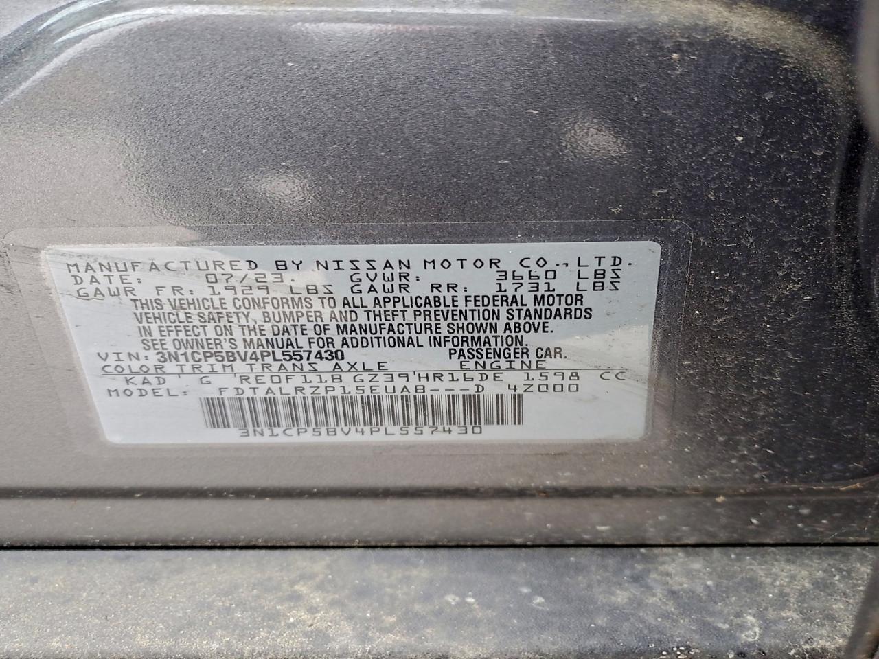 2023 Nissan Kicks S VIN: 3N1CP5BV4PL557430 Lot: 96123935