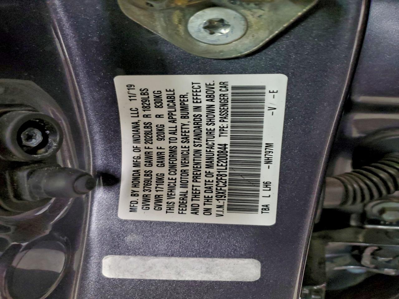 2020 Honda Civic Sport VIN: 19XFC2F81LE200844 Lot: 94544325