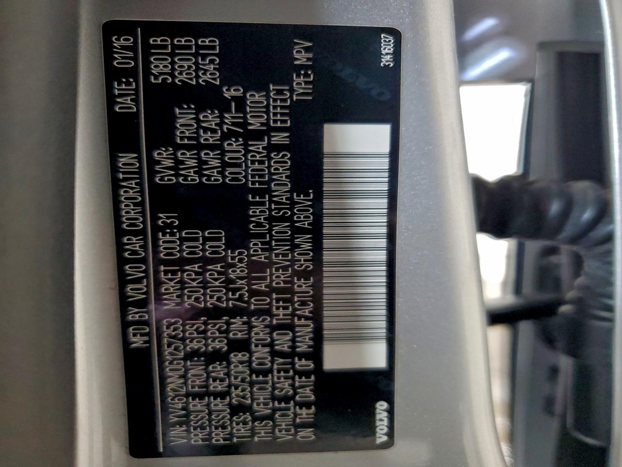 2016 Volvo Xc70 T5 Platinum VIN: YV4612NM0G1257353 Lot: 96671925