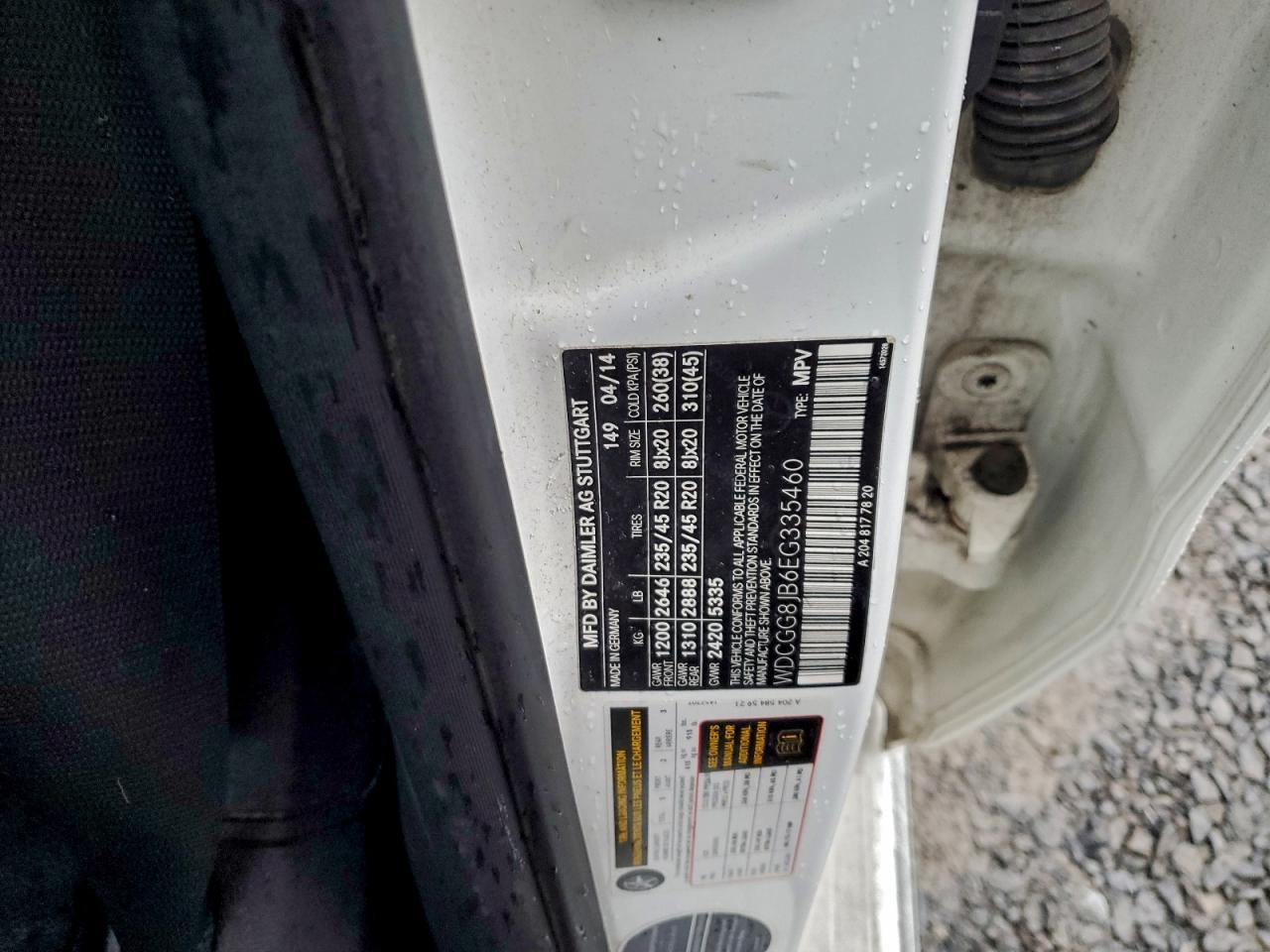 2014 Mercedes-Benz Glk 350 4Matic VIN: WDCGG8JB6EG335460 Lot: 95919845