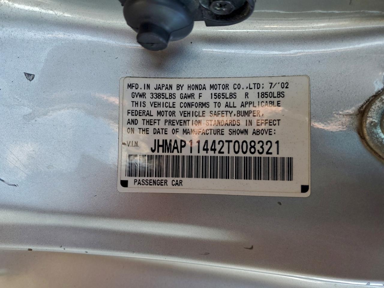 2002 Honda S2000 VIN: JHMAP11442T008321 Lot: 94725265