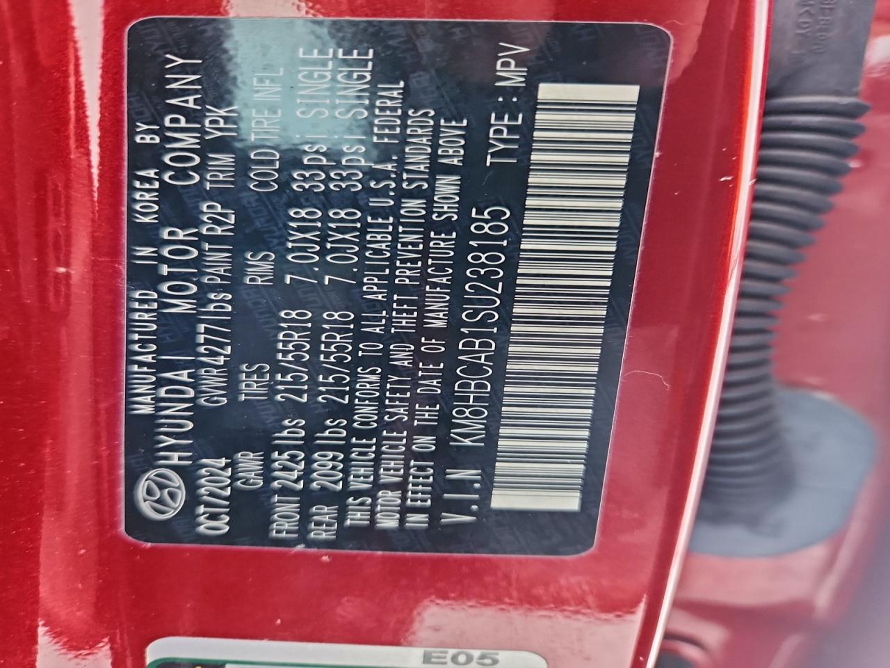 2025 Hyundai Kona Sel VIN: KM8HBCAB1SU238185 Lot: 95976075