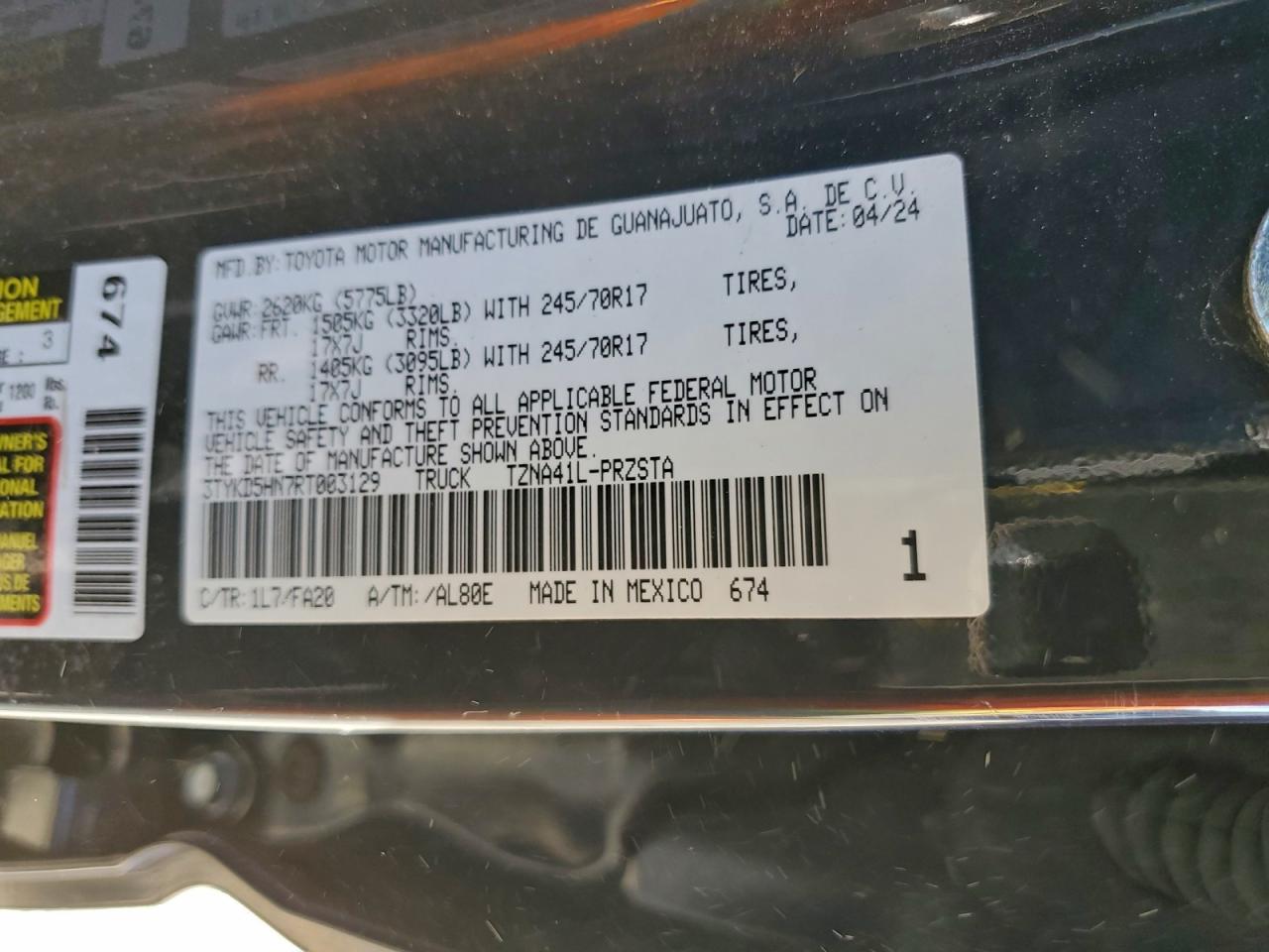 2024 Toyota Tacoma Double Cab VIN: 3TYKD5HN7RT003129 Lot: 96612955