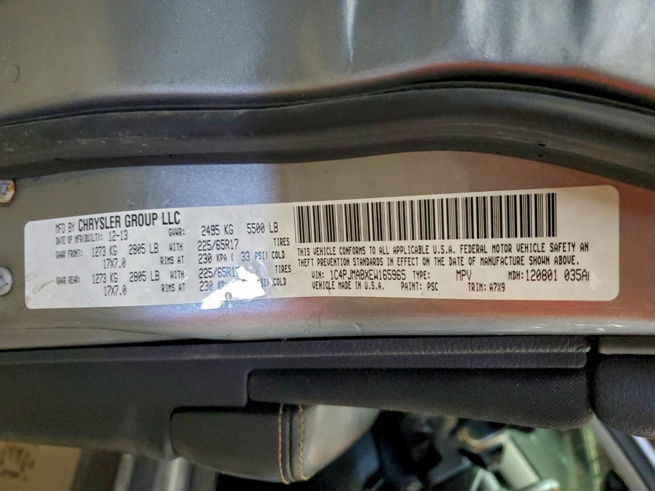 2014 Jeep Cherokee Sport VIN: 1C4PJMABXEW165965 Lot: 96739815