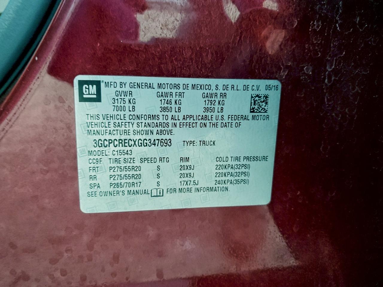 2016 Chevrolet Silverado C1500 Lt VIN: 3GCPCRECXGG347693 Lot: 94496525