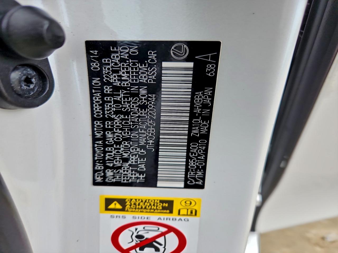 2015 Lexus Ct 200 VIN: JTHKD5BH2F2209944 Lot: 95625645