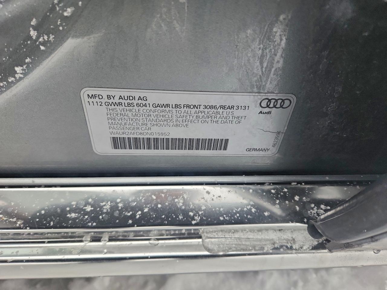2013 Audi A8 L Quattro VIN: WAUR2AFD8DN015952 Lot: 96694315