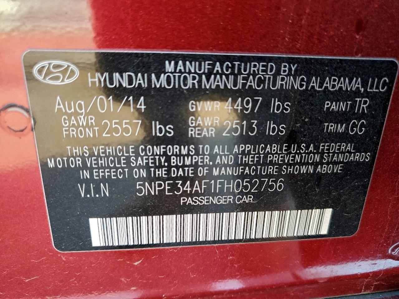 2015 Hyundai Sonata Sport VIN: 5NPE34AF1FH052756 Lot: 97755825