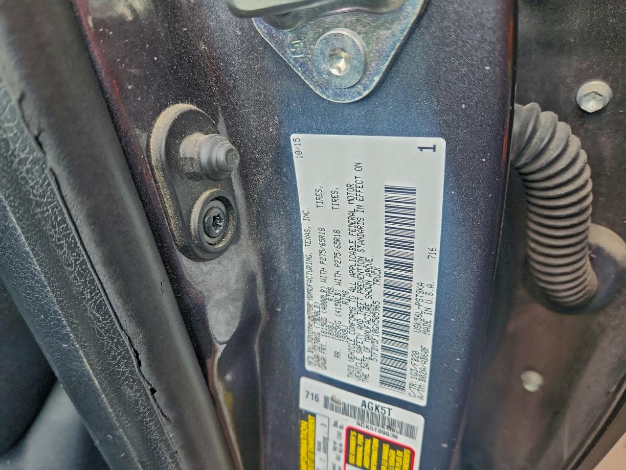 2016 Toyota Tundra Crewmax Sr5 VIN: 5TFDY5F10GX505965 Lot: 95868615