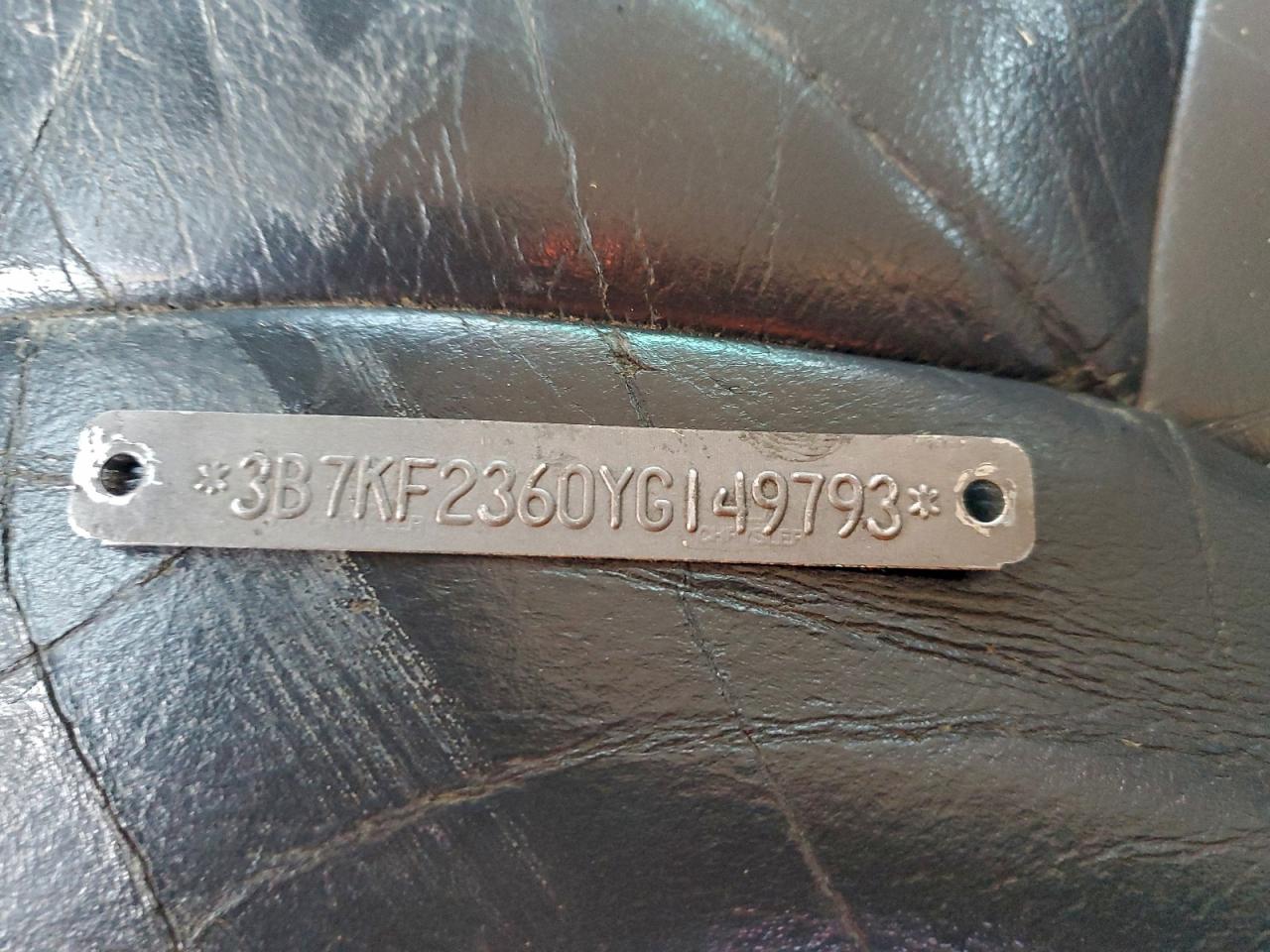 2000 Dodge Ram 2500 VIN: 3B7KF2360YG149793 Lot: 94041645