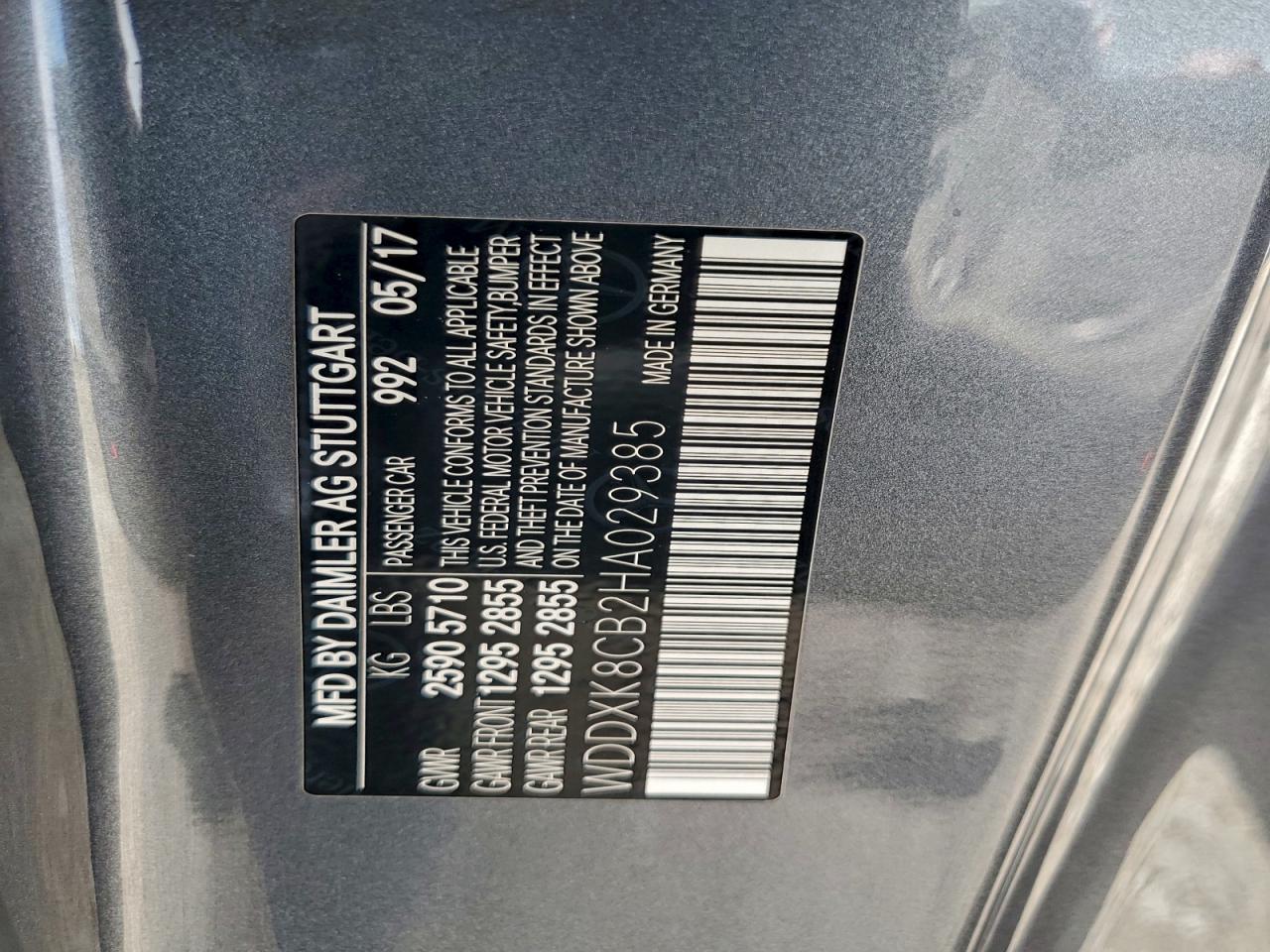 2017 Mercedes-Benz S 550 VIN: WDDXK8CB2HA029385 Lot: 94932645