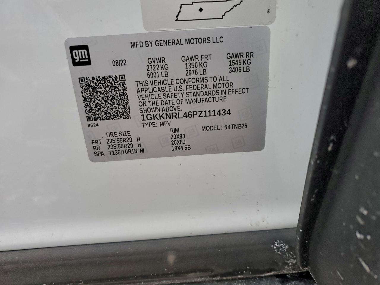 2023 GMC Acadia Sle VIN: 1GKKNRL46PZ111434 Lot: 95642395