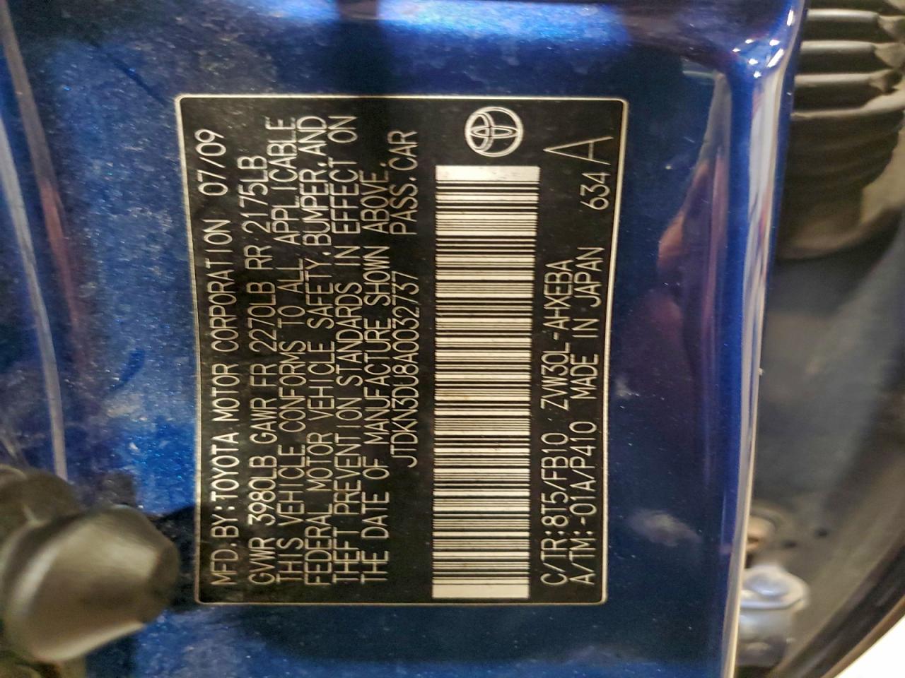 2010 Toyota Prius VIN: JTDKN3DU8A0032737 Lot: 95302375