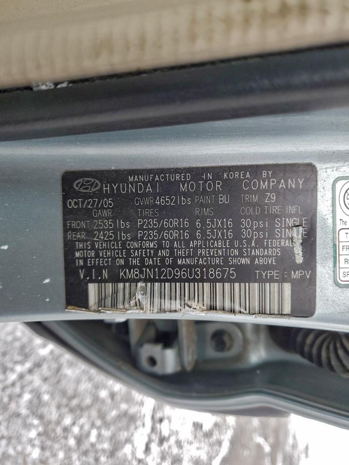 2006 Hyundai Tucson Gls VIN: KM8JN12D96U318675 Lot: 94576105