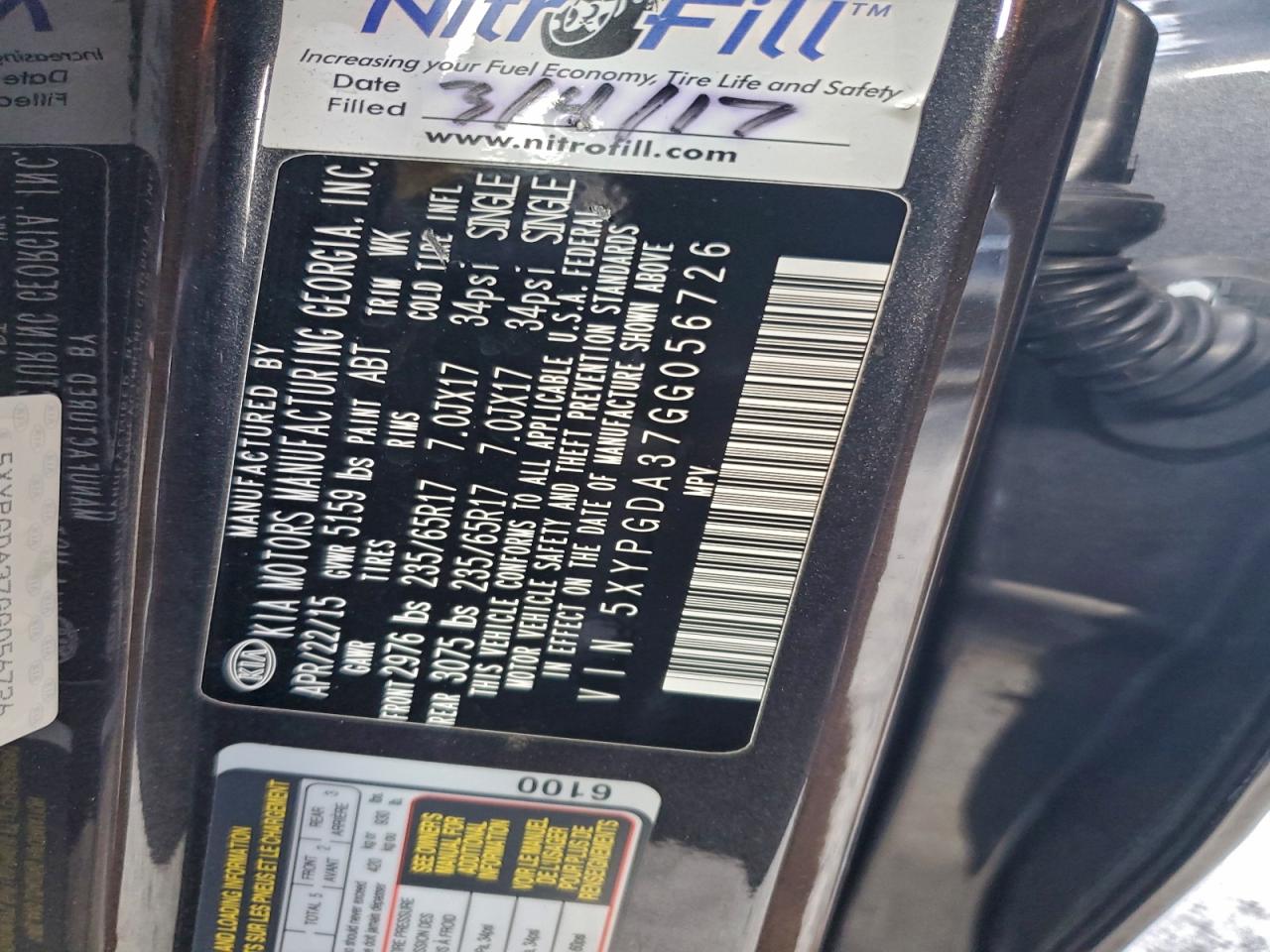 2016 Kia Sorento Lx VIN: 5XYPGDA37GG056726 Lot: 96740465